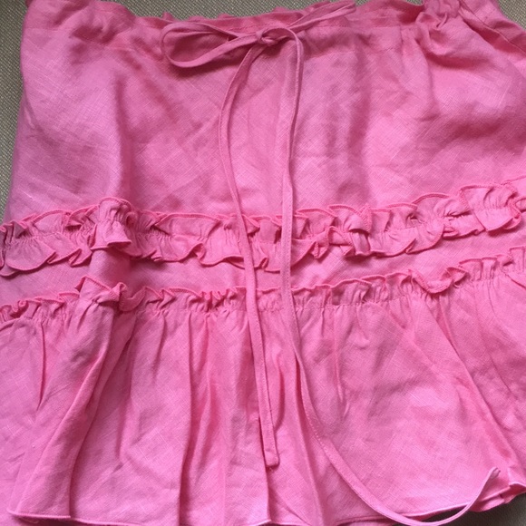 Linen dusty pink drawstring skirt - Picture 6 of 6